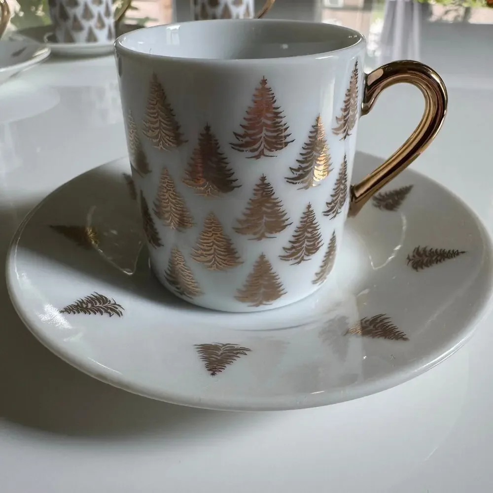 Centurion Collection Gold Holiday Demitasse Espresso Cups & Saucers | set of 4